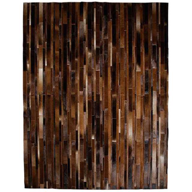 Cowhide Patchwork Rug in Brown Stripes Designed By Shine Rugs - image 1