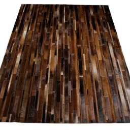 Cowhide Patchwork Rug in Brown Stripes Designed By Shine Rugs - thumbnail 3
