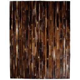 Cowhide Patchwork Rug in Brown Stripes Designed By Shine Rugs - thumbnail 1