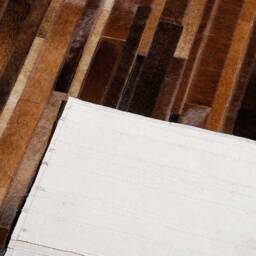 Cowhide Patchwork Rug in Brown Stripes Designed By Shine Rugs - thumbnail 4