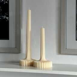 Handmade Ribbed Soy Wax Lamp Candle Pillar Taper Candle - thumbnail 2