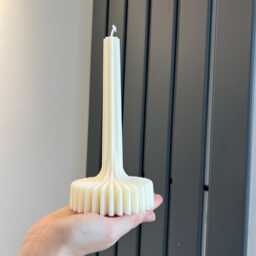 Handmade Ribbed Soy Wax Lamp Candle Pillar Taper Candle - thumbnail 3