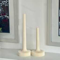 Handmade Ribbed Soy Wax Lamp Candle Pillar Taper Candle - thumbnail 4