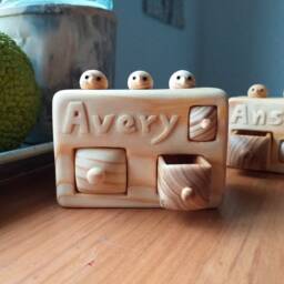 Personalized Miniature Wood Chest Of Drawers Carved Name & Birds - thumbnail 4