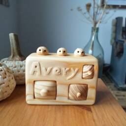 Personalized Miniature Wood Chest Of Drawers Carved Name & Birds - thumbnail 2