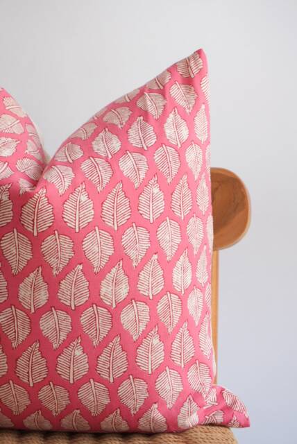 Block Print Pillow Cover Floral Batik, Natural Dyed Textile - image 1