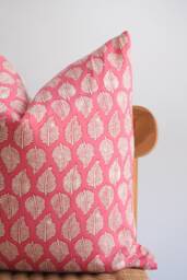 Block Print Pillow Cover Floral Batik, Natural Dyed Textile - thumbnail 1