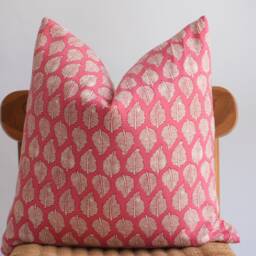 Block Print Pillow Cover Floral Batik, Natural Dyed Textile - thumbnail 2