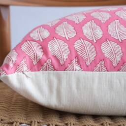 Block Print Pillow Cover Floral Batik, Natural Dyed Textile - thumbnail 3