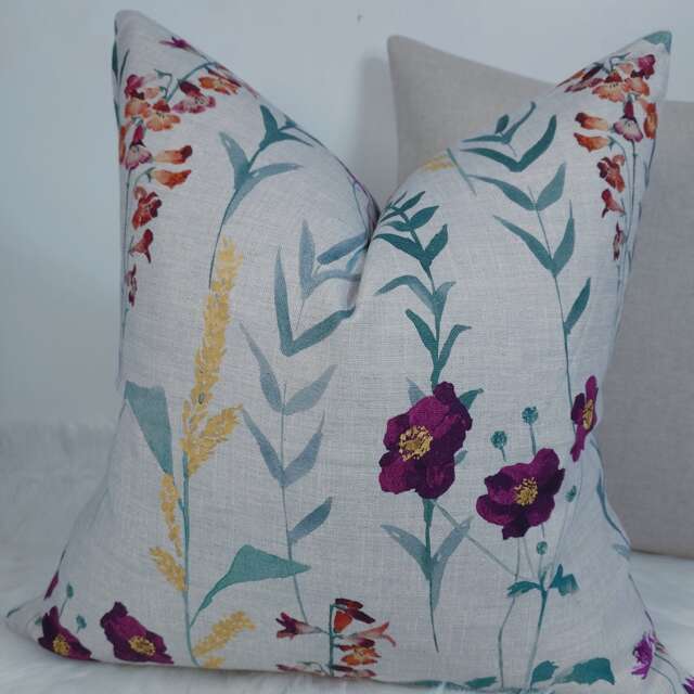 John Lewis & Partners Long Stock Autumn Multi Floral Cushion Cover/ Pillow Cover Throw Cover Country Meadow Style Cotton Linen Blend - image 1