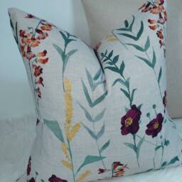 John Lewis & Partners Long Stock Autumn Multi Floral Cushion Cover/ Pillow Cover Throw Cover Country Meadow Style Cotton Linen Blend - thumbnail 2