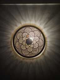 Moroccan Brass Wall Sconce Round Lampshade, Handmade Lighting - thumbnail 1