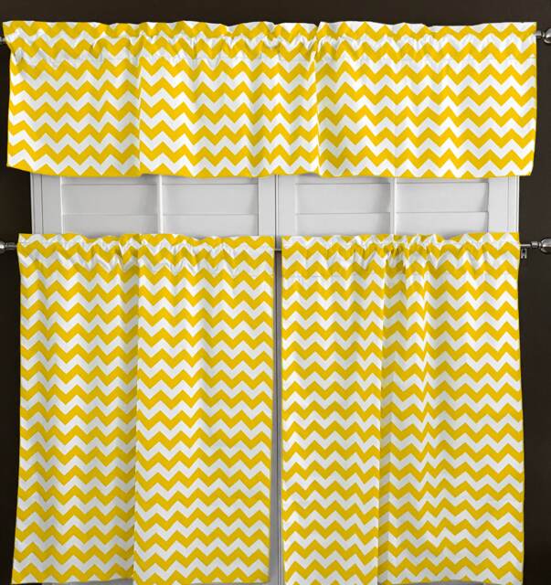 Chevron Zig Zag Cotton 3 Piece Kitchen Curtains Valance Set/Window Treatment Bedroom Classroom Diner Rv Home D??cor - image 1