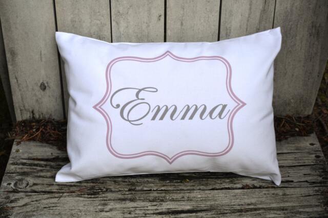 Personalized Baby Pillow, Girl Gift, Newborn Girls Teen Name Pink & Grey Gift Idea -Emmacov - image 1