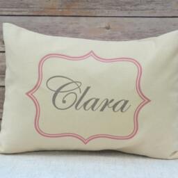 Personalized Baby Pillow, Girl Gift, Newborn Girls Teen Name Pink & Grey Gift Idea -Emmacov - thumbnail 3