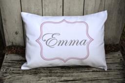 Personalized Baby Pillow, Girl Gift, Newborn Girls Teen Name Pink & Grey Gift Idea -Emmacov - thumbnail 1