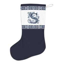 Santa Stocking, Delft Blue, Custom Initial, Holiday Decor, Christmas Home Decoration, Stocking For Kids, Initial S, S - thumbnail 4