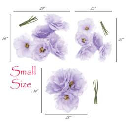 Lavender Peony Flowers Seasonal Bouquet Wall Decal Sticker Blue Rose Art Peel & Stick Floral Decor, Removable Reusable #3032 - thumbnail 3