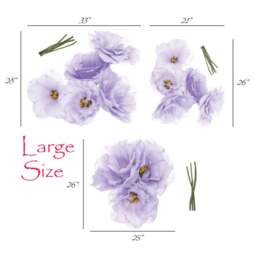 Lavender Peony Flowers Seasonal Bouquet Wall Decal Sticker Blue Rose Art Peel & Stick Floral Decor, Removable Reusable #3032 - thumbnail 2