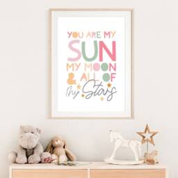 You Are My Sun Moon & All Of Stars Print, Girls Nursery Prints, Bedroom Wall Art, Decor Muted Pink - thumbnail 2