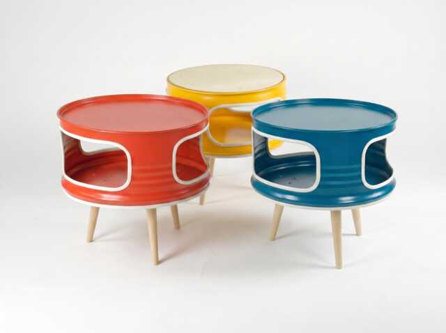 Little Betty - Small Coffee Table - Industrial Side Metal Barrel Round Bedside Modern Living Room - image 1