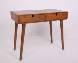 Mid Century Teak Writing Desk - Solid Wood Tapered Leg Office Table Handmade Mcm Home