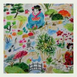 Japanese Garden Cushion Colourful Asian Floral Lumbar Pillow Cover - thumbnail 2