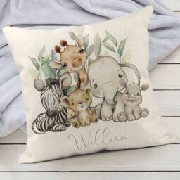 Personalised Safari Nursery Cushion Cover, Baby Shower Gift - thumbnail 2