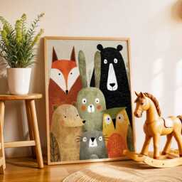 Woodland Animals Nursery Poster, Cute Forest Friends Wall Art, Baby Room Decor, Kids Bedroom Print, Playroom Animal Artwork - thumbnail 2
