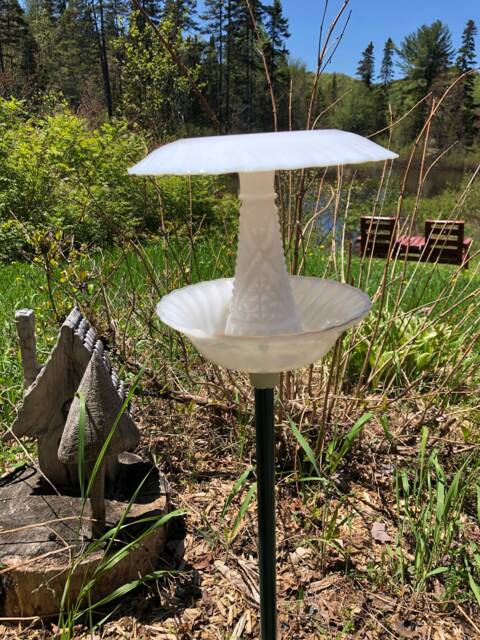 Milk Glass Bird Or Butterfly Feeder - image 1