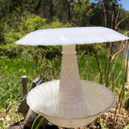 Milk Glass Bird Or Butterfly Feeder - thumbnail 2
