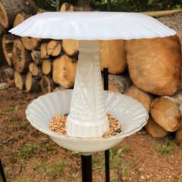 Milk Glass Bird Or Butterfly Feeder - thumbnail 4