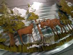 Moose Metal Wall Art 3D Forest Scene Cabin Decor