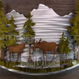 Moose Metal Wall Art 3D Forest Scene Cabin Decor - thumbnail 2