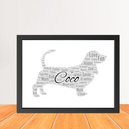 Personalized Basset Hound Word Art Print, Dog Words Collage Print, Custom Name Cloud Print Wall Art, Pet Memorial Gift - thumbnail 3
