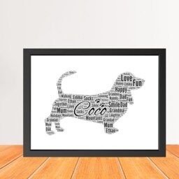 Personalized Basset Hound Word Art Print, Dog Words Collage Print, Custom Name Cloud Print Wall Art, Pet Memorial Gift - thumbnail 2