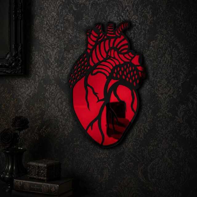 Anatomical Heart Red Mirror Wall Art - Gothic Academia Decor - image 1