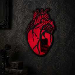 Anatomical Heart Red Mirror Wall Art - Gothic Academia Decor - thumbnail 1
