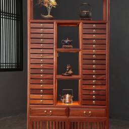 Tea Storage Cabinet With Backlight & Shelves - A Wardrobe Unit For Tea Teaware 180cm 100cm 35cm , Alder - thumbnail 2