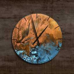 Round Wall Clock, Copper Clock Made Of Copper, Large Industrial Patina, Art - thumbnail 3