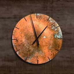 Round Wall Clock, Copper Clock Made Of Copper, Large Industrial Patina, Art - thumbnail 2