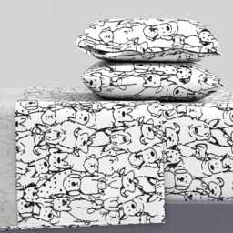Canine Sheets - Dog's Life Black White By Shellyreneedesigns Pet Animal Love Friend Cotton Sateen Sheet Set Bedding Spoonflower