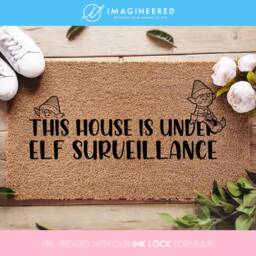 This House Is Under Elf Surveillance - Funny Christmas Doormat Mat Porch Decor - thumbnail 1