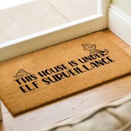 This House Is Under Elf Surveillance - Funny Christmas Doormat Mat Porch Decor - thumbnail 2