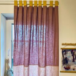 Color Block Linen Curtain - Window Children's Room Made-To-Measure Custom-Made With Loops - thumbnail 2