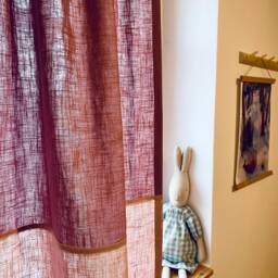 Color Block Linen Curtain - Window Children's Room Made-To-Measure Custom-Made With Loops - thumbnail 3