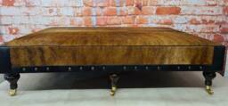 Genuine Cow Hide Extra Large Footstool With Leather Trim - thumbnail 1