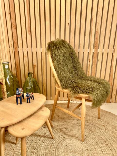 stunning Khaki Green Luxury Tibetan Sheepskin Rug - image 1