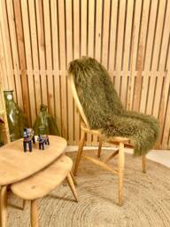 stunning Khaki Green Luxury Tibetan Sheepskin Rug