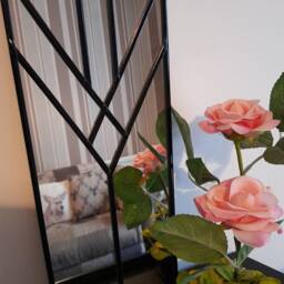 Small Black Leaded Mirror Line Art Deco Decorative - thumbnail 3